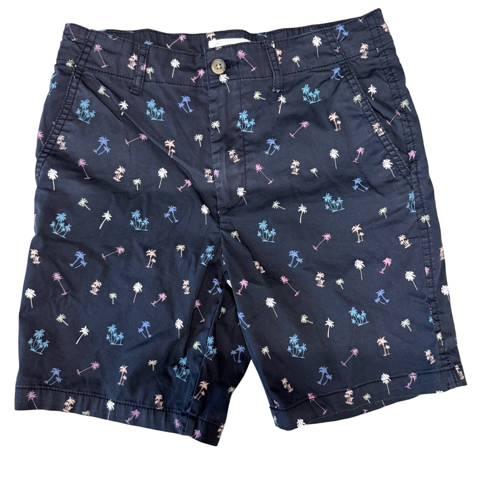 Cotton‎ & Co Palm Tree Chino Shorts Kids Size 12 Navy Blue Excellent Tropical
